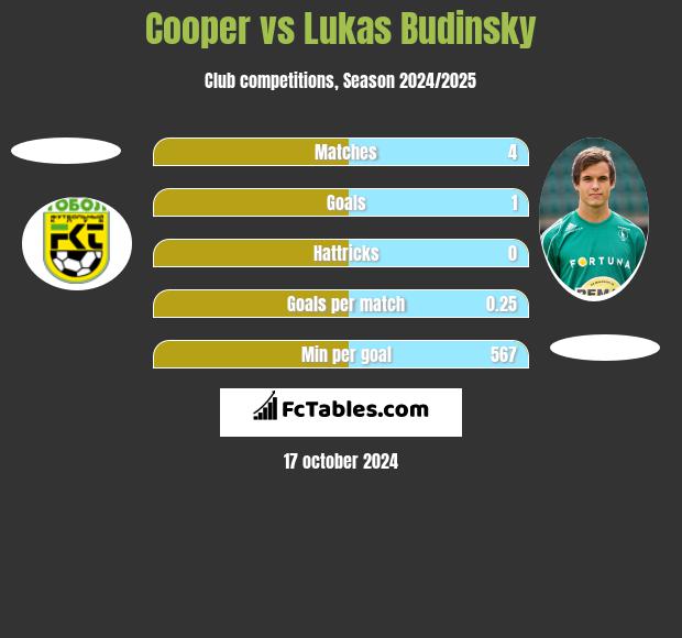 Cooper vs Lukas Budinsky h2h player stats