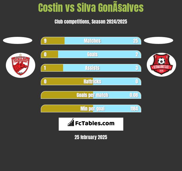 Costin vs Silva GonÃ§alves h2h player stats