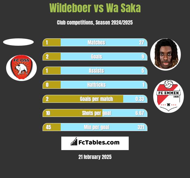 Wildeboer vs Wa Saka h2h player stats