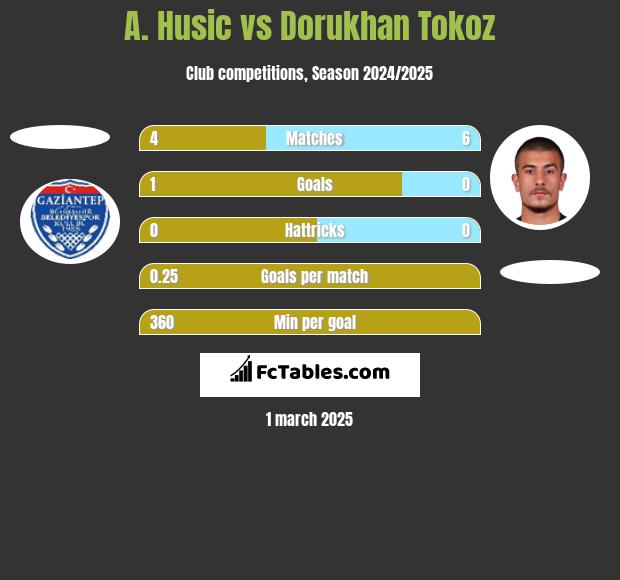 A. Husic vs Dorukhan Tokoz h2h player stats