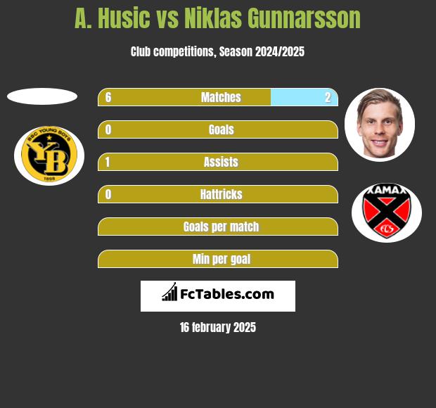 A. Husic vs Niklas Gunnarsson h2h player stats