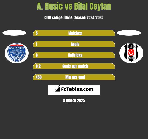 A. Husic vs Bilal Ceylan h2h player stats