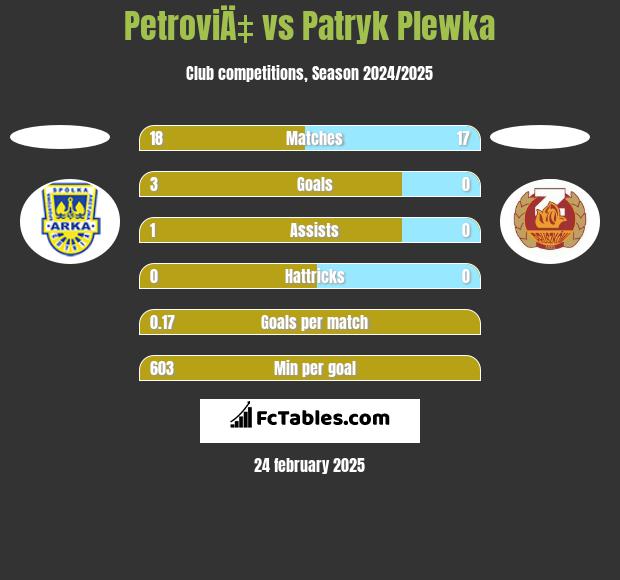 PetroviÄ‡ vs Patryk Plewka h2h player stats