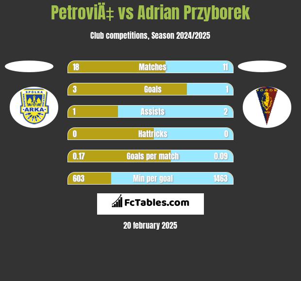 PetroviÄ‡ vs Adrian Przyborek h2h player stats