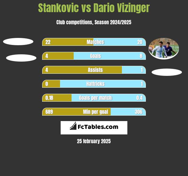 Stankovic vs Dario Vizinger h2h player stats