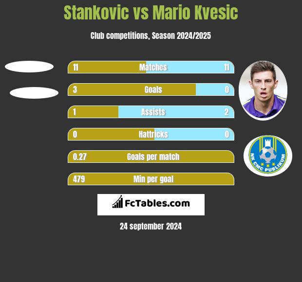 Stankovic vs Mario Kvesic h2h player stats