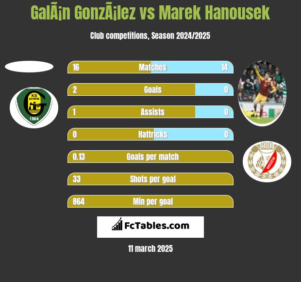 GalÃ¡n GonzÃ¡lez vs Marek Hanousek h2h player stats