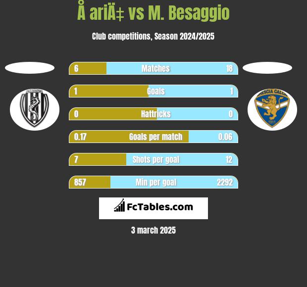 Å ariÄ‡ vs M. Besaggio h2h player stats