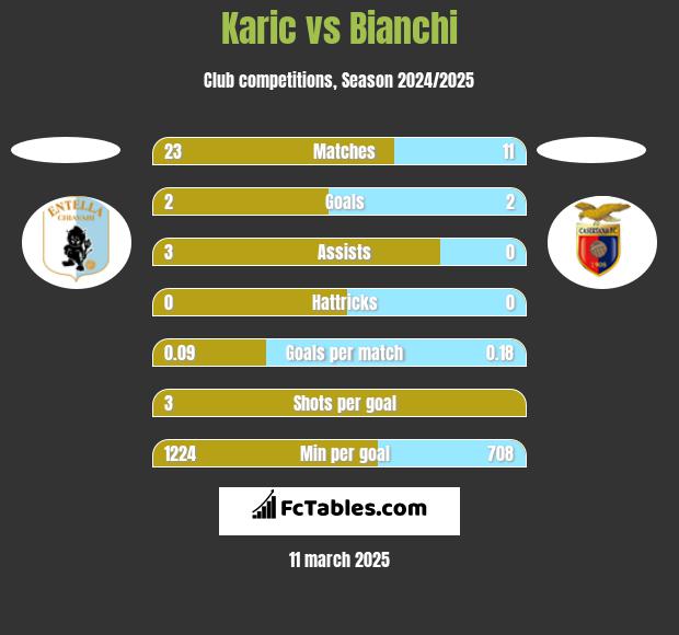 Karic vs Bianchi h2h player stats