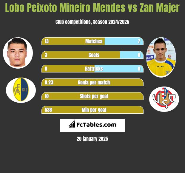 Lobo Peixoto Mineiro Mendes vs Zan Majer h2h player stats