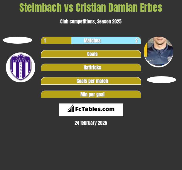 Steimbach vs Cristian Damian Erbes h2h player stats