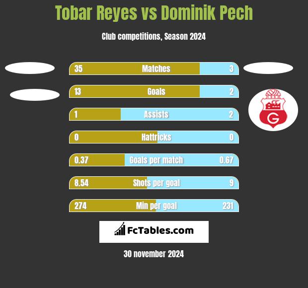 Tobar Reyes vs Dominik Pech h2h player stats