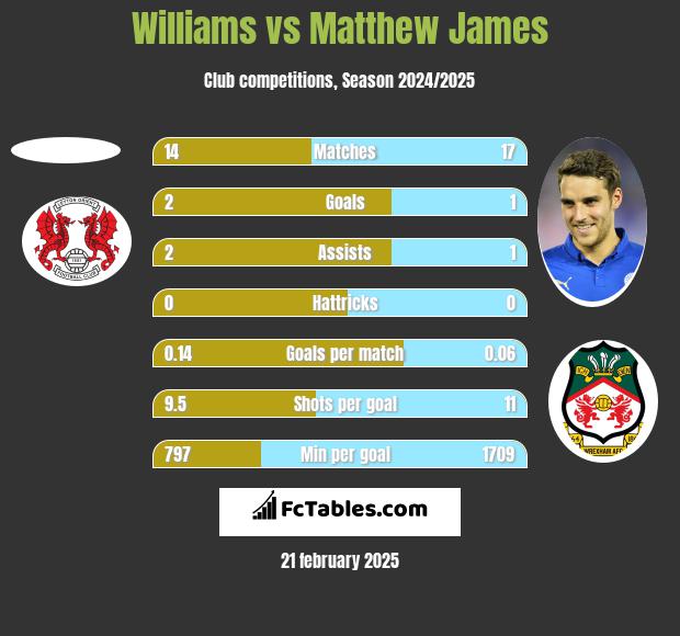 Williams vs Matthew James h2h player stats