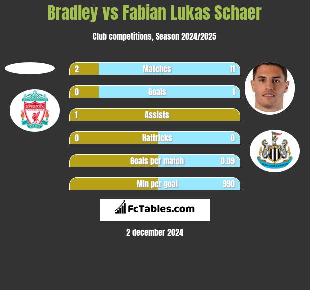 Bradley vs Fabian Lukas Schaer h2h player stats