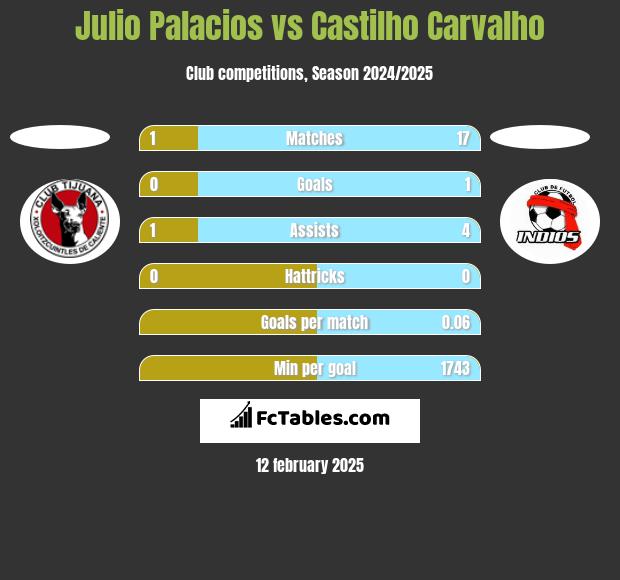 Julio Palacios vs Castilho Carvalho h2h player stats