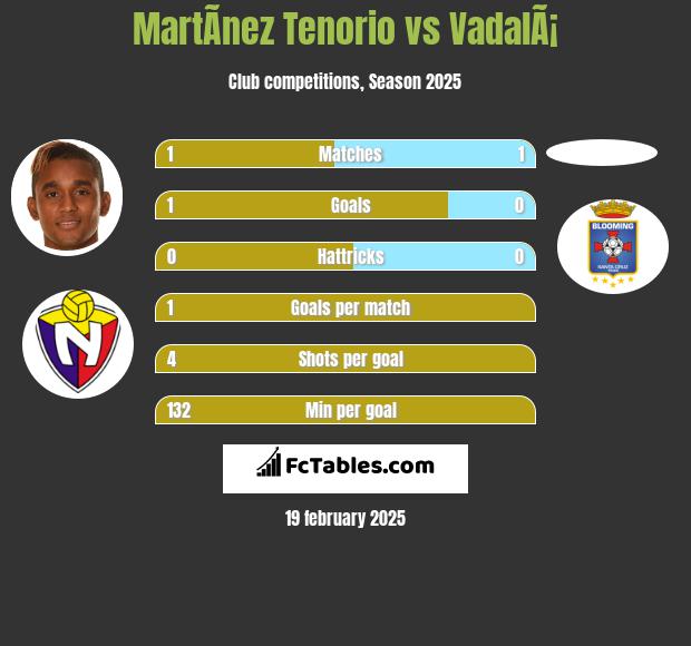 MartÃ­nez Tenorio vs VadalÃ¡ h2h player stats