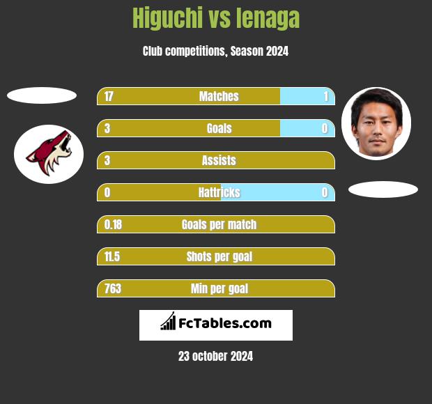 Higuchi vs Ienaga h2h player stats