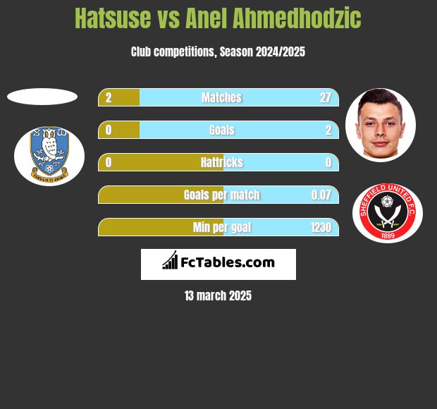 Hatsuse vs Anel Ahmedhodzic h2h player stats