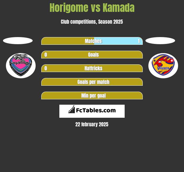 Horigome vs Kamada h2h player stats