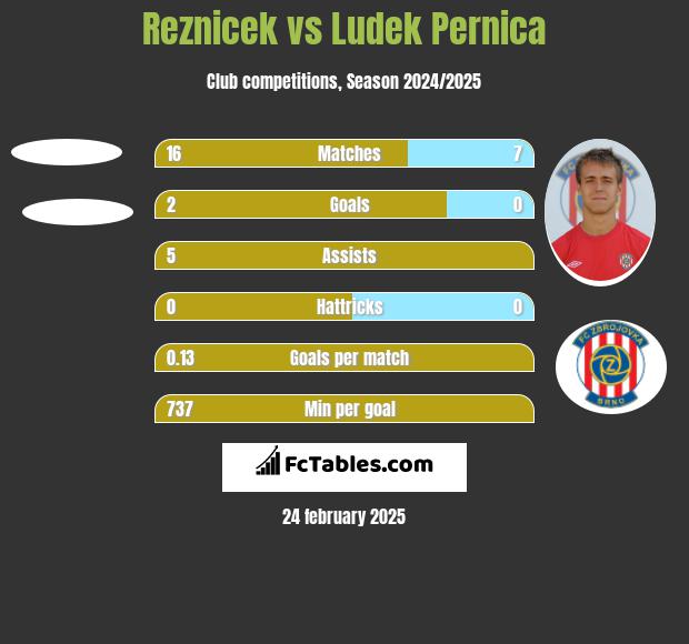 Reznicek vs Ludek Pernica h2h player stats