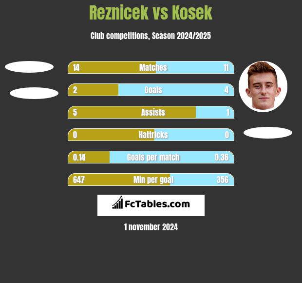 Reznicek vs Kosek h2h player stats