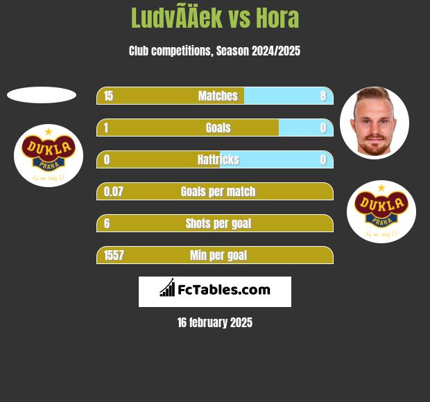 LudvÃ­Äek vs Hora h2h player stats