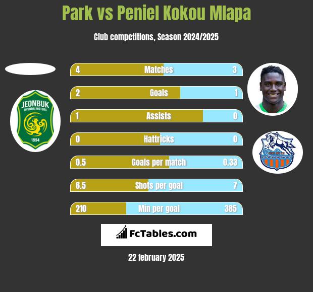 Park vs Peniel Kokou Mlapa h2h player stats