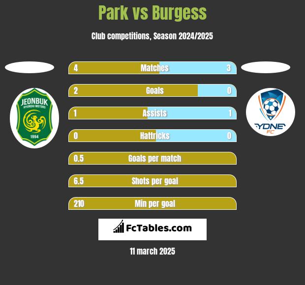 Park vs Burgess h2h player stats