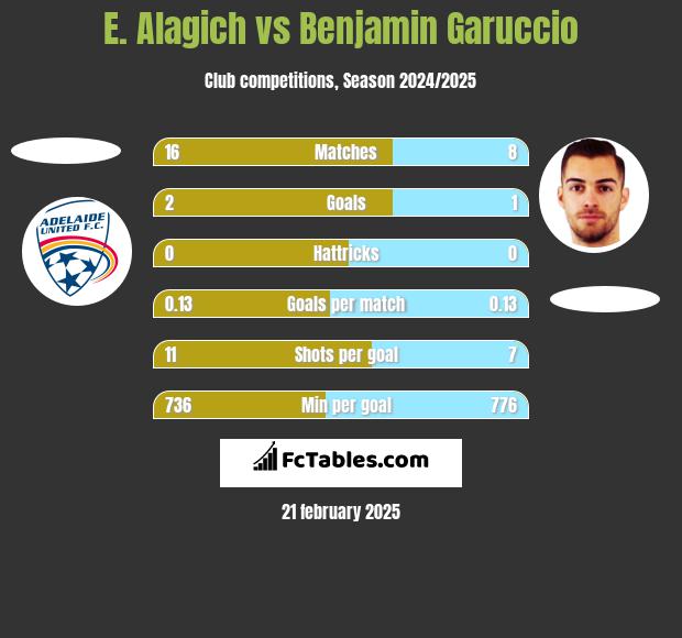 E. Alagich vs Benjamin Garuccio h2h player stats