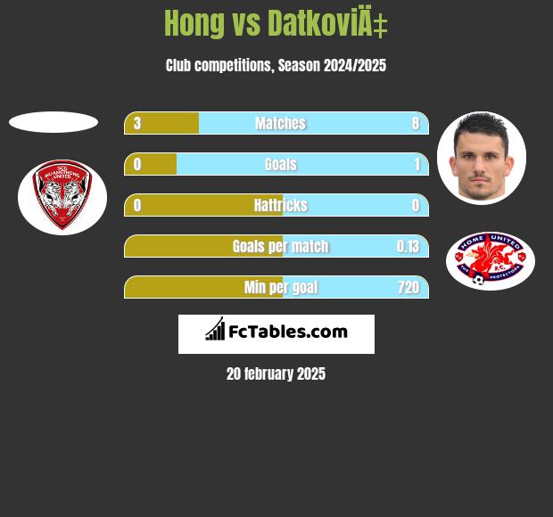 Hong vs DatkoviÄ‡ h2h player stats