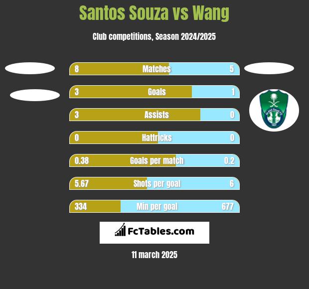 Santos Souza vs Wang h2h player stats