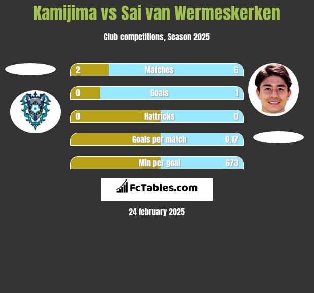 Kamijima vs Sai van Wermeskerken h2h player stats