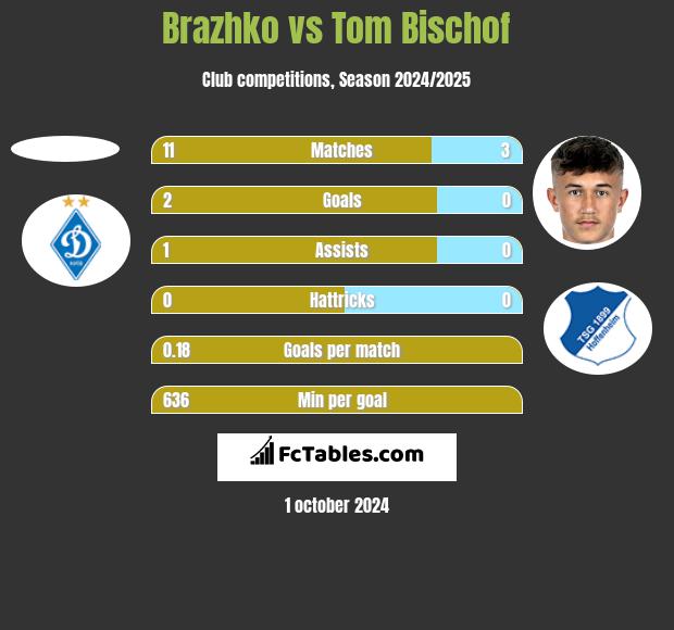 Brazhko vs Tom Bischof h2h player stats