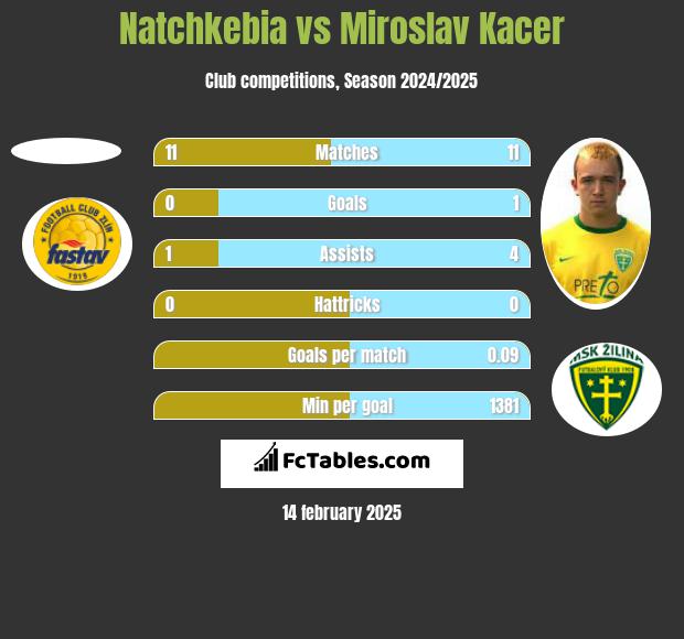 Natchkebia vs Miroslav Kacer h2h player stats