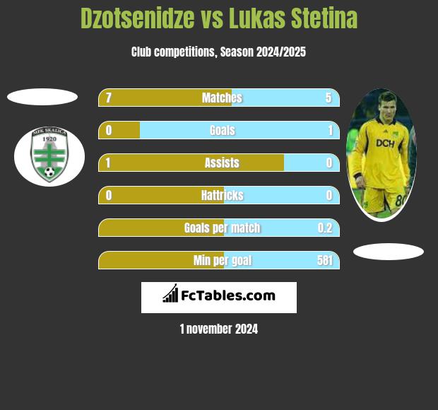 Dzotsenidze vs Lukas Stetina h2h player stats