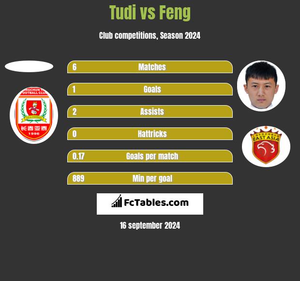 Tudi vs Feng h2h player stats