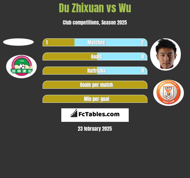 Du Zhixuan vs Wu h2h player stats