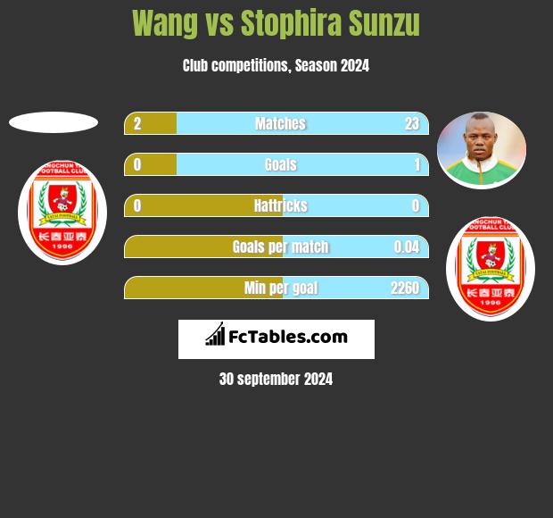 Wang vs Stophira Sunzu h2h player stats