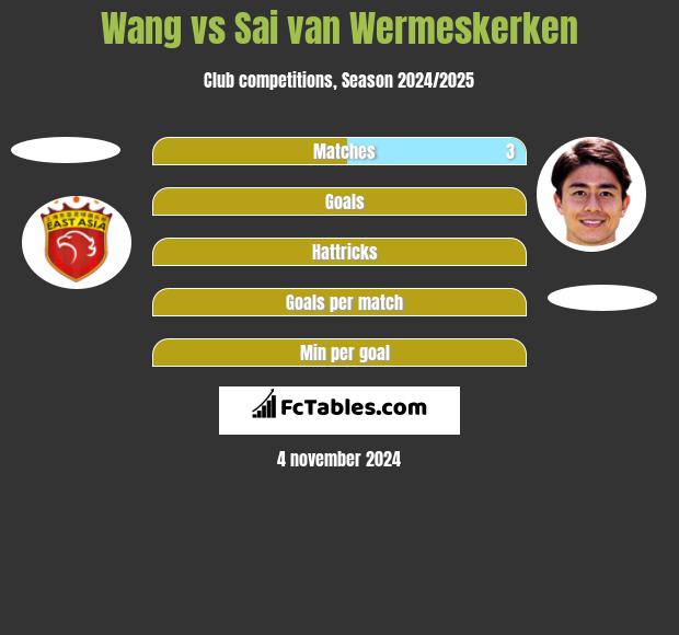 Wang vs Sai van Wermeskerken h2h player stats