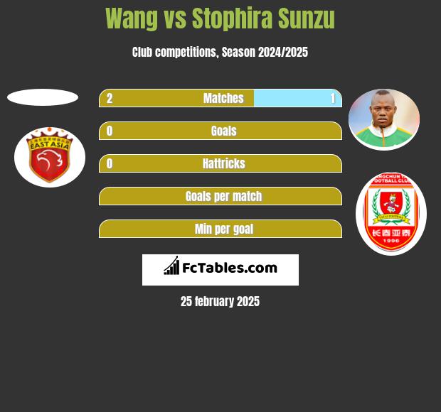 Wang vs Stophira Sunzu h2h player stats