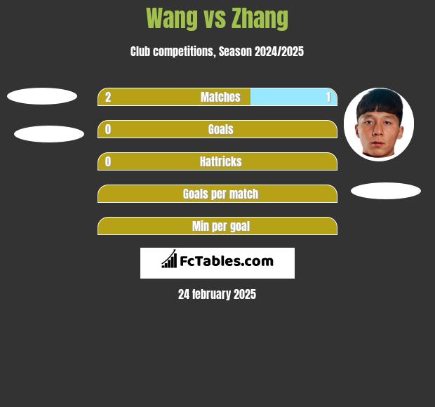 Wang vs Zhang h2h player stats