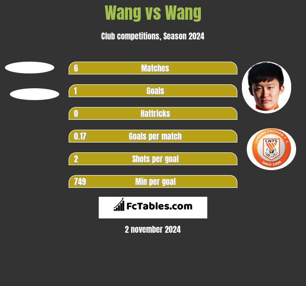 Wang vs Wang h2h player stats