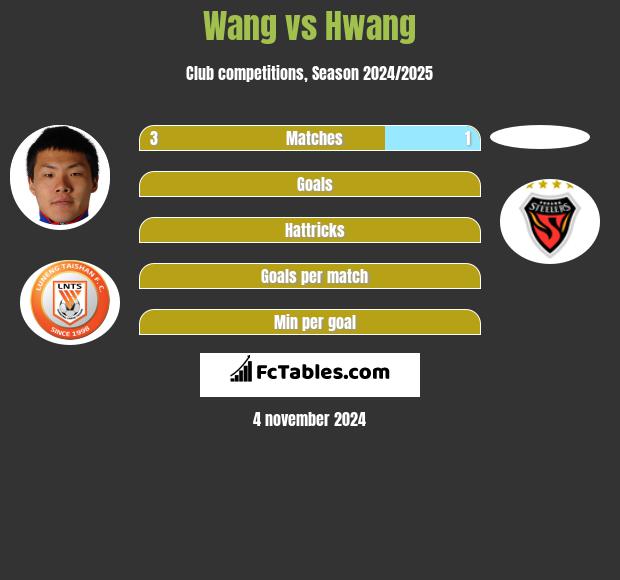 Wang vs Hwang h2h player stats