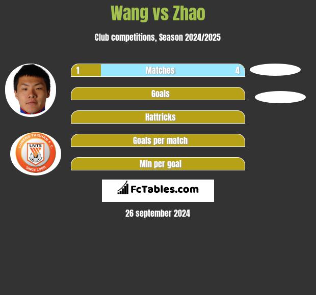 Wang vs Zhao h2h player stats