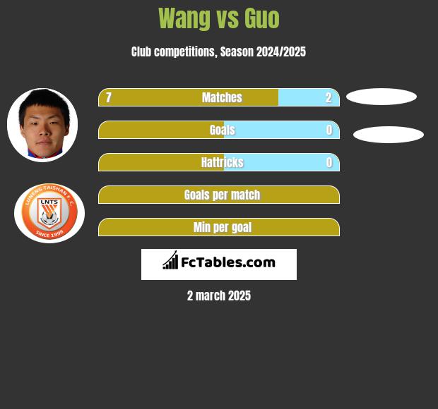 Wang vs Guo h2h player stats