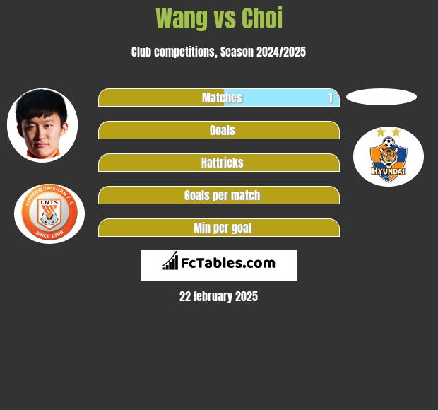 Wang vs Choi h2h player stats