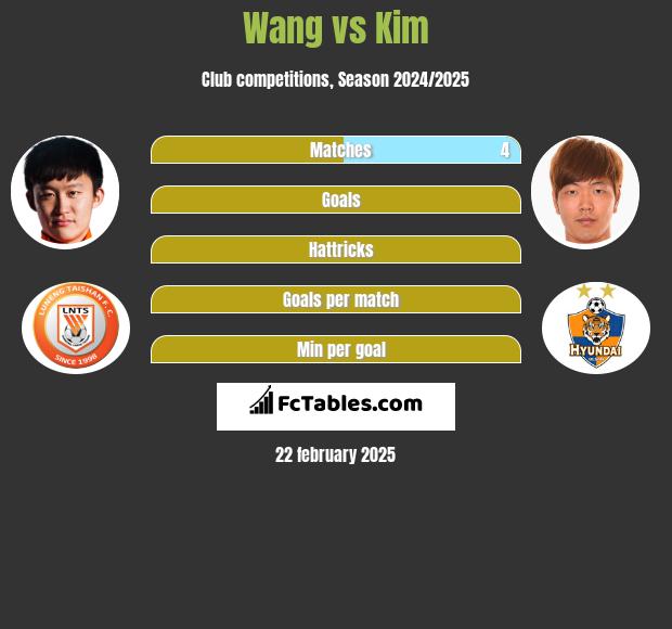 Wang vs Kim h2h player stats