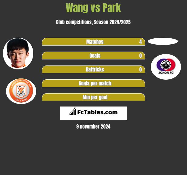 Wang vs Park h2h player stats