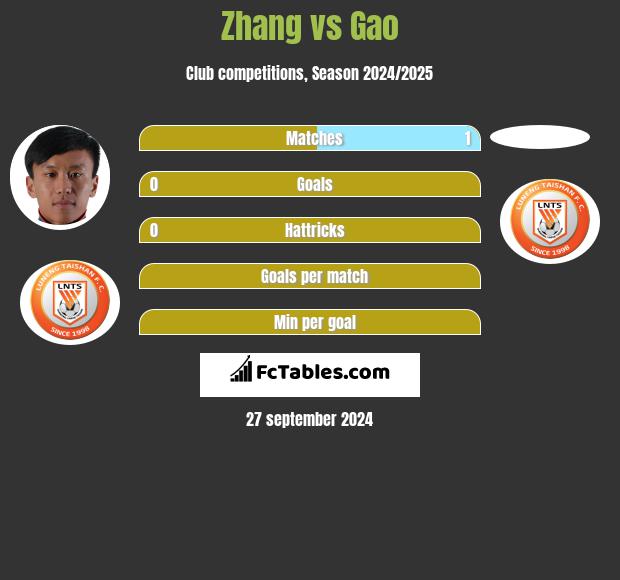 Zhang vs Gao h2h player stats