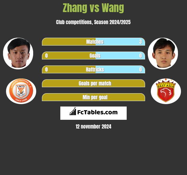 Zhang vs Wang h2h player stats